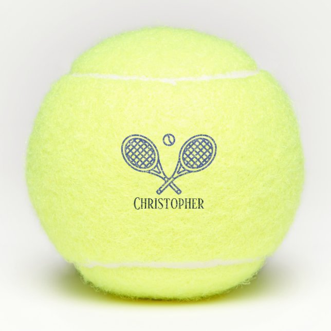 Tennis Theme Monogrammed Name Tennis Balls (Front)