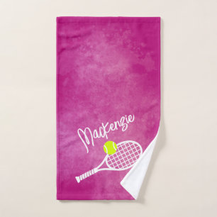 Tennis Theme Pink Tie Dye Aesthetic Personalised Hand Towel
