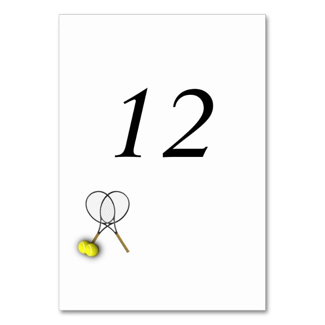 Tennis Theme Table Number Placecards (Front)