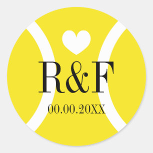 Tennis theme wedding favour stickers with monogram
