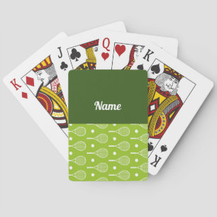 Tennis theme with racket and ball with name playing cards