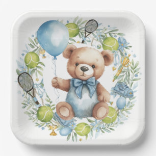 Tennis themed Baby Shower for Baby Boy Party  Paper Plate