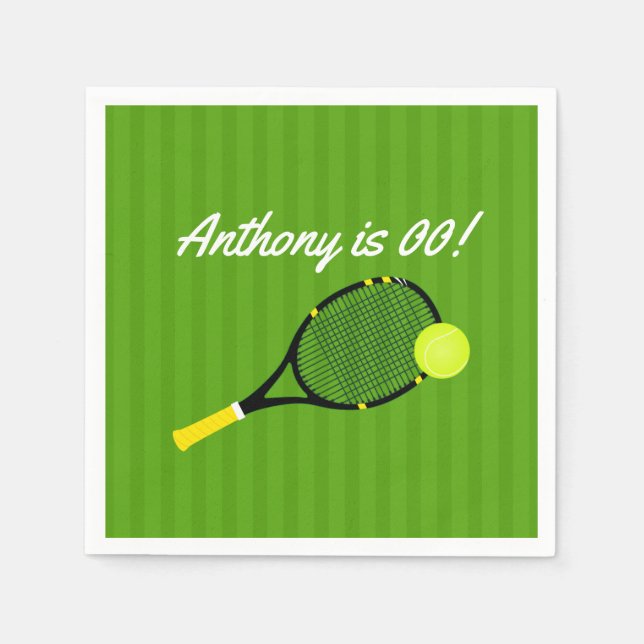 Tennis themed Birthday Party personalised Napkin (Front)