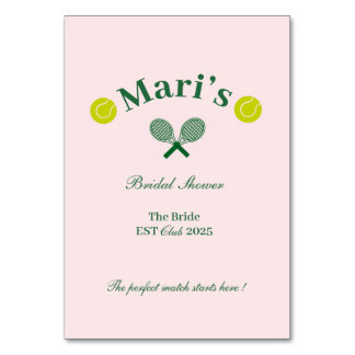 Tennis themed bridal shower | table card