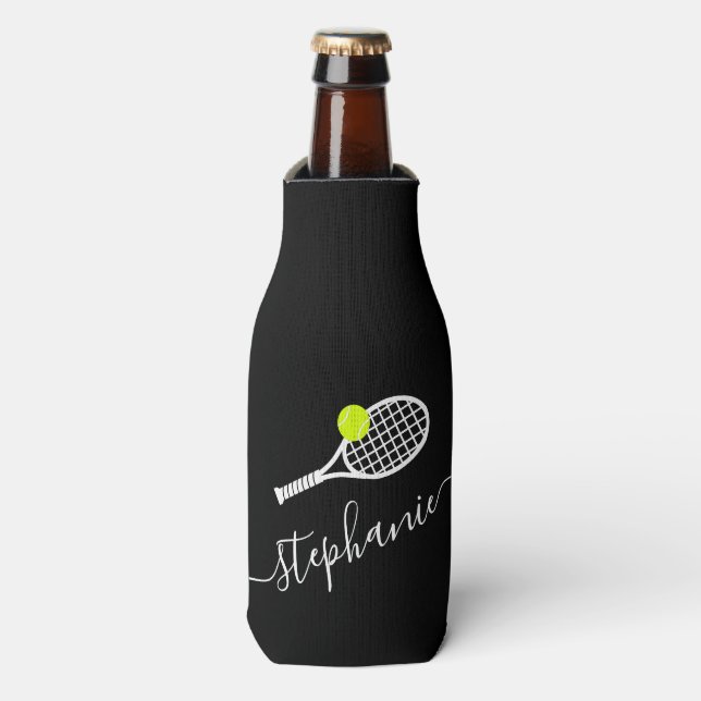 Tennis Themed Custom Name Personalised Can Cooler (Bottle Front)
