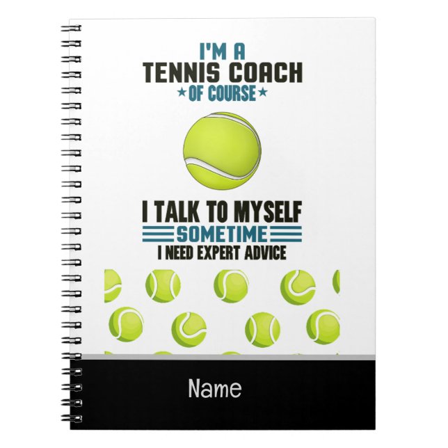 Tennis Themed for Coach Notebook (Front)