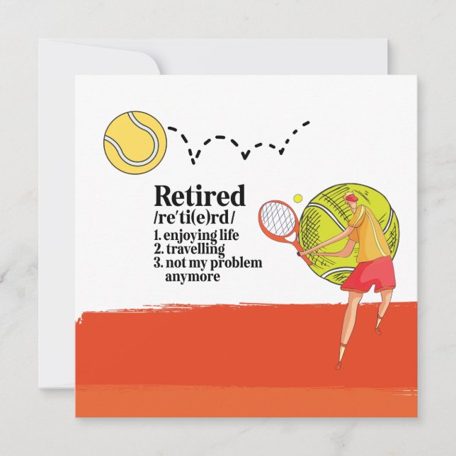 Tennis themed for Retirement  to Tennis Player   Card (Front)