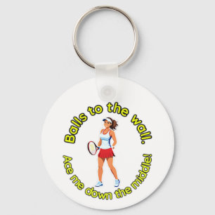 Tennis themed keyring with funny puns.
