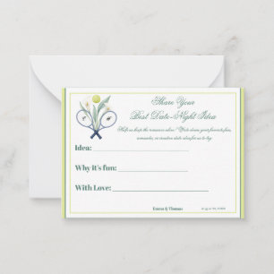 Tennis Themed Tenniscore Romantic Date-Night Idea  Card