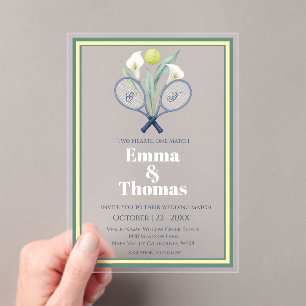 Tennis Themed Tenniscore Wedding Calla Lilies Acrylic Invitations