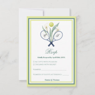 Tennis Themed Tenniscore Wedding Green Lime Colour RSVP Card