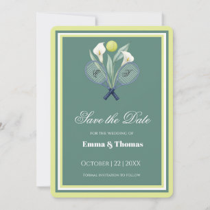 Tennis Themed Tenniscore Wedding Green Lime Colour Save The Date