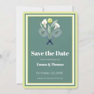 Tennis Themed Tenniscore Wedding Green Lime Colour Save The Date
