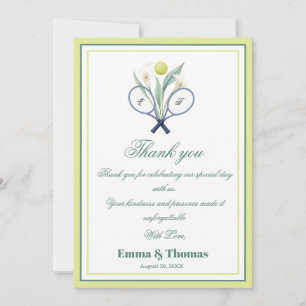 Tennis Themed Tenniscore Wedding Green Lime Colour Thank You Card