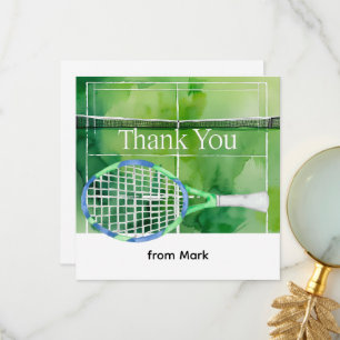 Tennis themed watercolor style thank you card