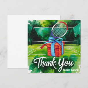 Tennis themed watercolor style thank you card