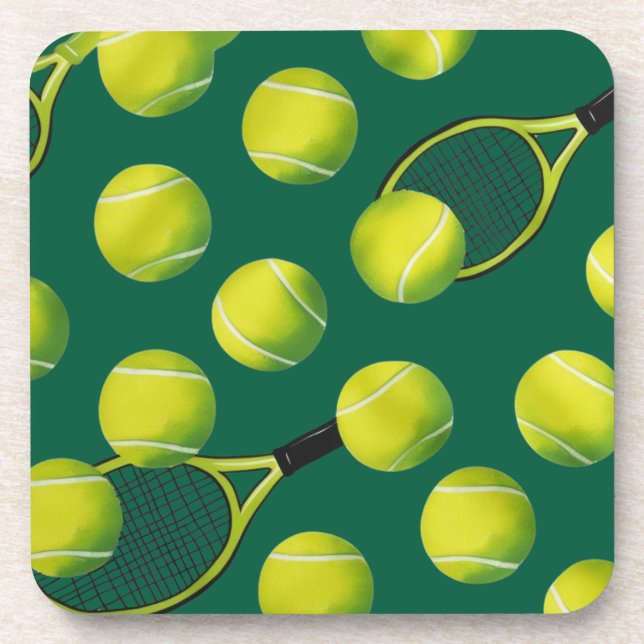 Tennis Themed with ball and racket  Coaster (Front)
