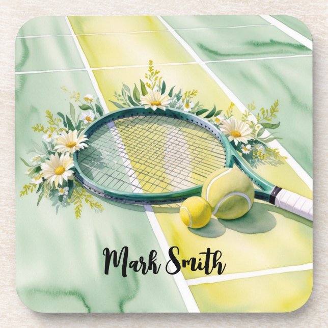 Tennis Themed with ball and racket  Coaster (Front)