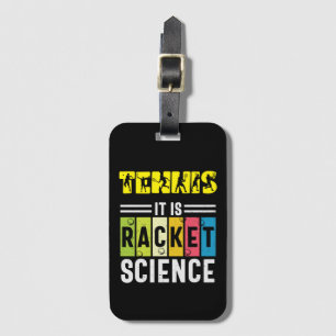 Tennis This is racket science on black background Luggage Tag