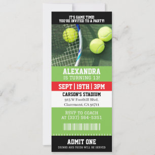 Tennis Ticket Birthday Invitation
