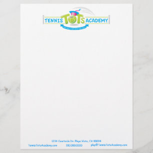 Tennis Tots Academy custom letterhead stationery
