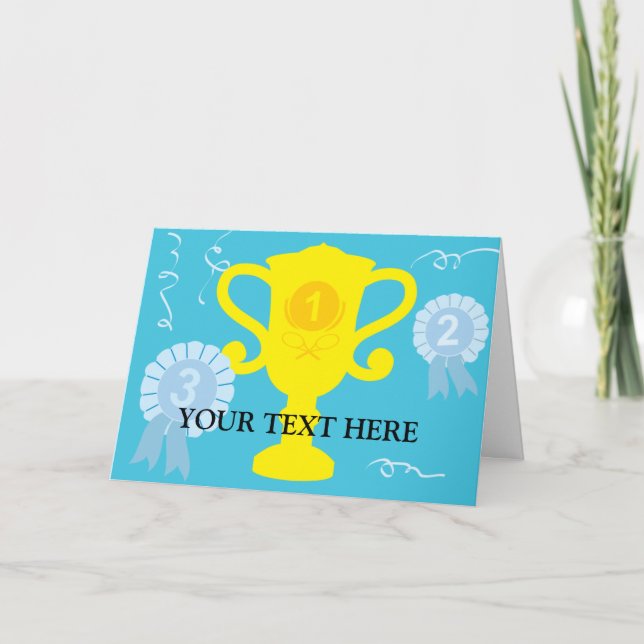 Tennis trophy Birthday card for player or coach (Front)