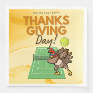 Tennis Turkey Thanksgiving funny cartoon  Napkin
