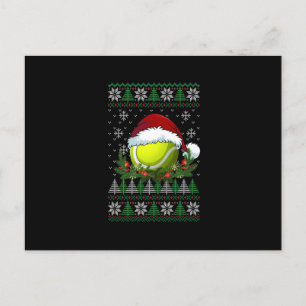 Tennis Ugly Christmas Santa Hat Family Pyjamas Xma Announcement Postcard