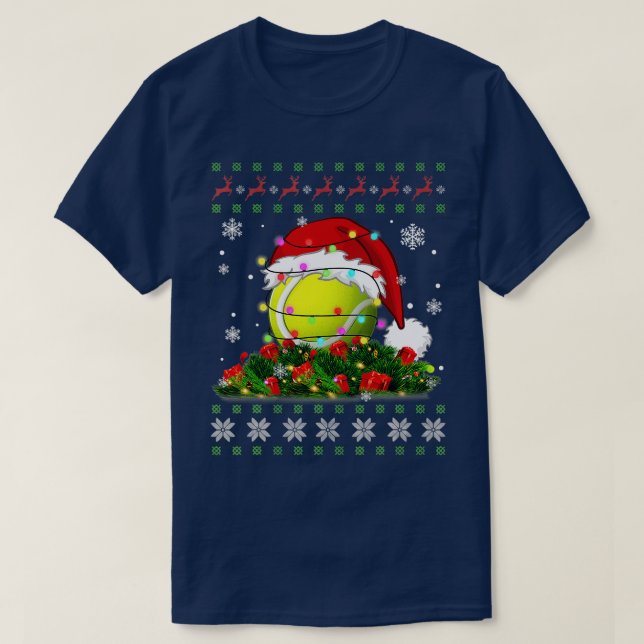 Tennis Ugly Sweater Christmas Pajama Lights Sport  (Design Front)
