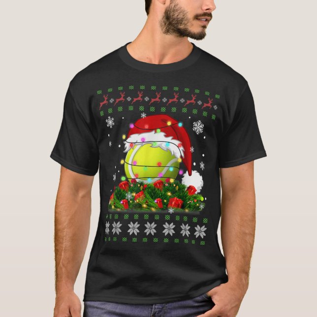 Tennis Ugly Sweater Christmas Pajama Lights Sport  (Front)