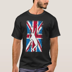 Tennis Uk Flag United Kingdom Silhouette T-Shirt