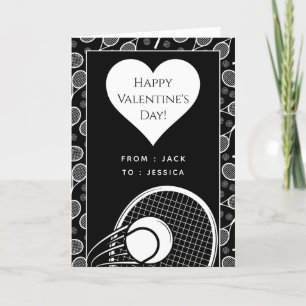 Tennis Valentine's Day Black & White Personalised Holiday Card
