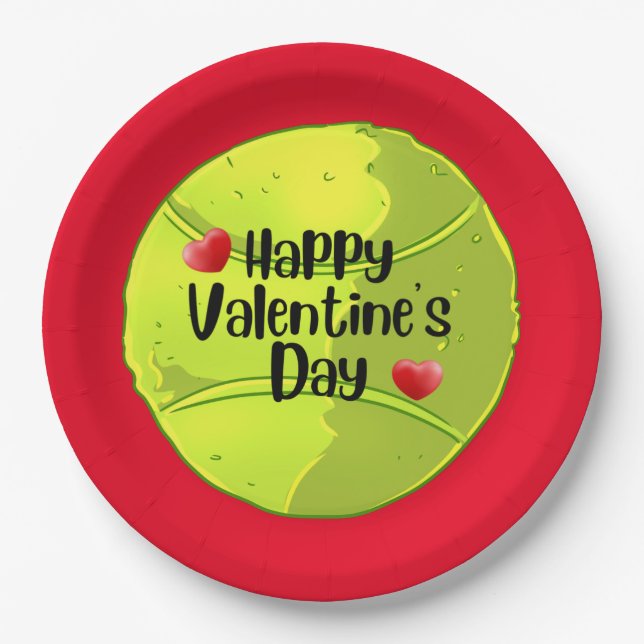 TENNIS Valentine's Day to Player with Love    Paper Plate (Front)