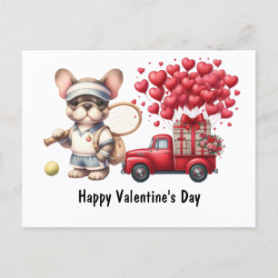 Tennis Valentine's Day with Hearts Love Holiday Postcard