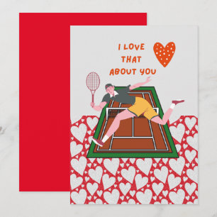 Tennis Valentine's Day with LOVE for Player red  Holiday Card