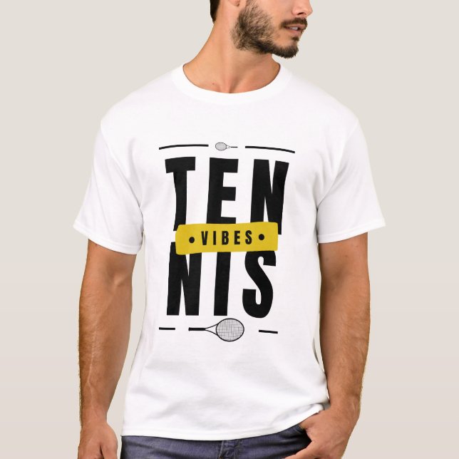 Tennis Vibes Modern Cool Trendy Sport Typography T-Shirt (Front)