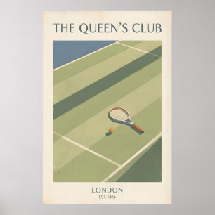 Tennis Wall Art Vintage Courtside Scene - London