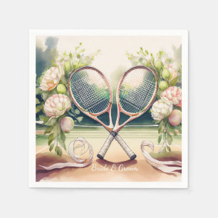 Tennis Wedding Floral Racket  Napkin