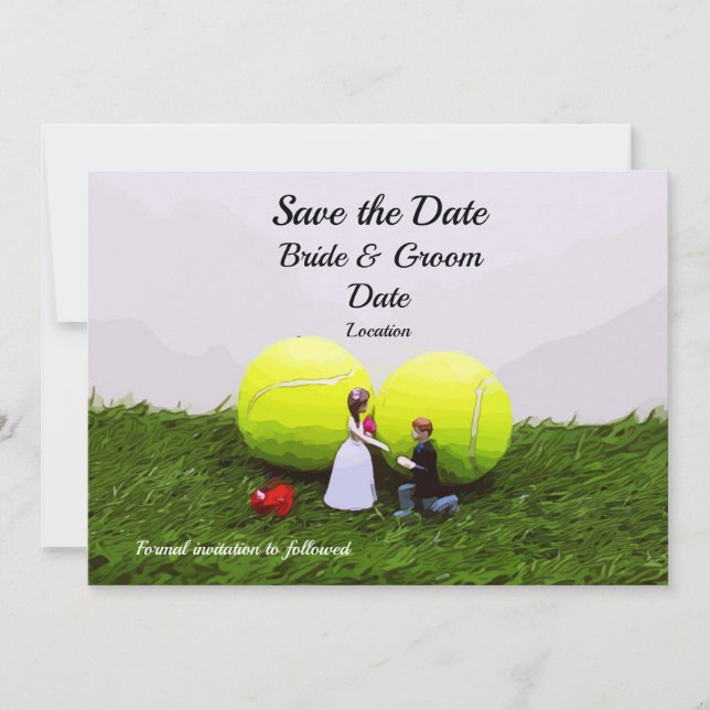 Tennis Wedding invitation card with bride groom (Front)