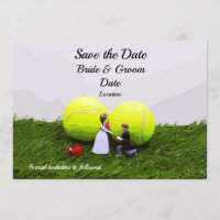 Tennis Wedding invitation card with bride groom