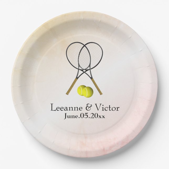 Tennis Wedding Personalised Paper Plate (Front)