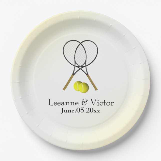 Tennis Wedding Personalised Paper Plate (Front)