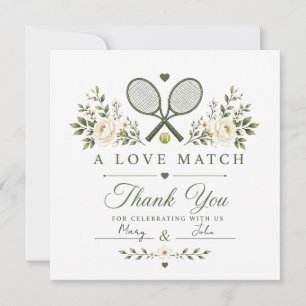 Tennis Wedding thank you card with ball on court