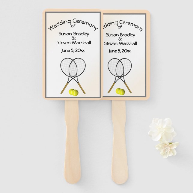 Tennis Wedding Theme Hand Fan (Front and Back)