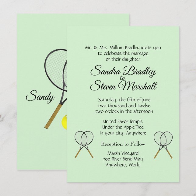 Tennis Wedding Theme Invitations (Front/Back)
