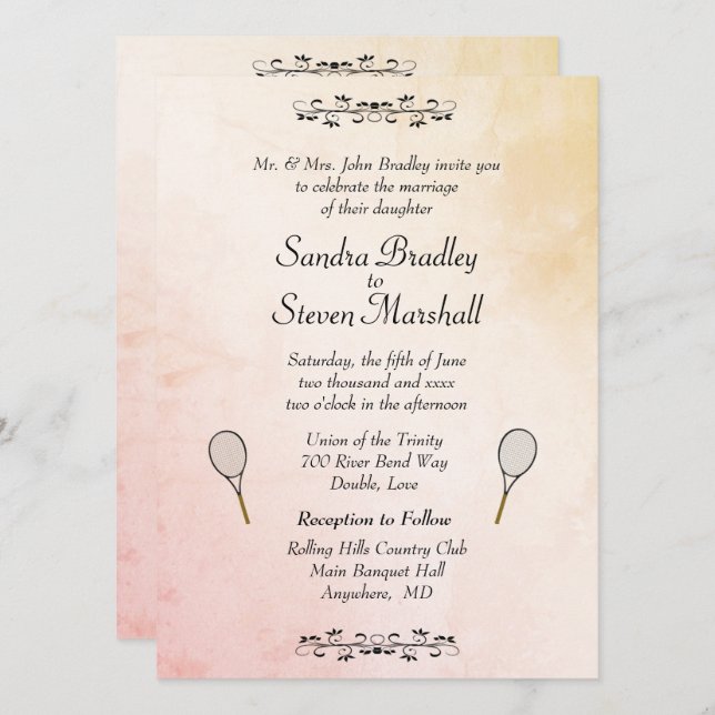 Tennis Wedding Theme Invitations (Front/Back)