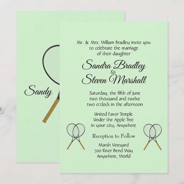 Tennis Wedding Theme Invitations (Front/Back)