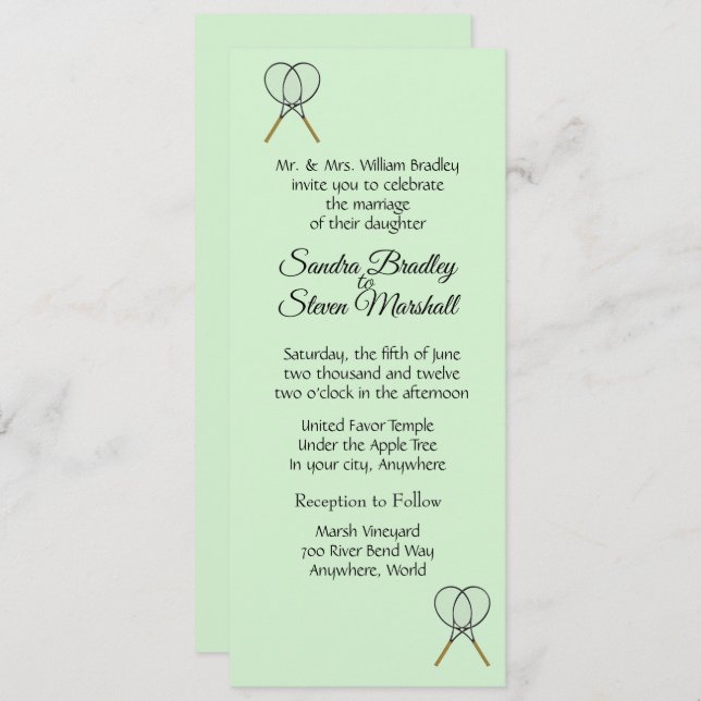 Tennis Wedding Theme Invitations (Front/Back)