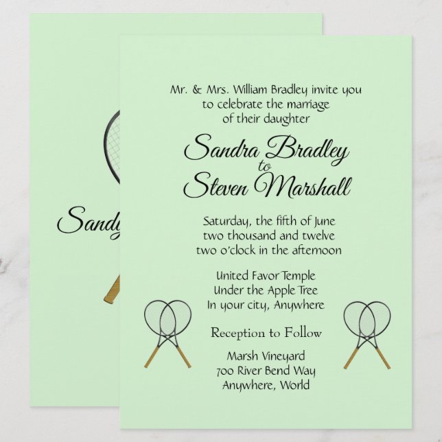Tennis Wedding Theme Invitations (Front/Back)