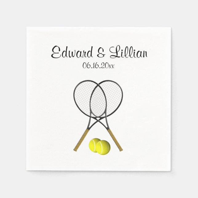 Tennis Wedding Theme Personalised Napkin (Front)